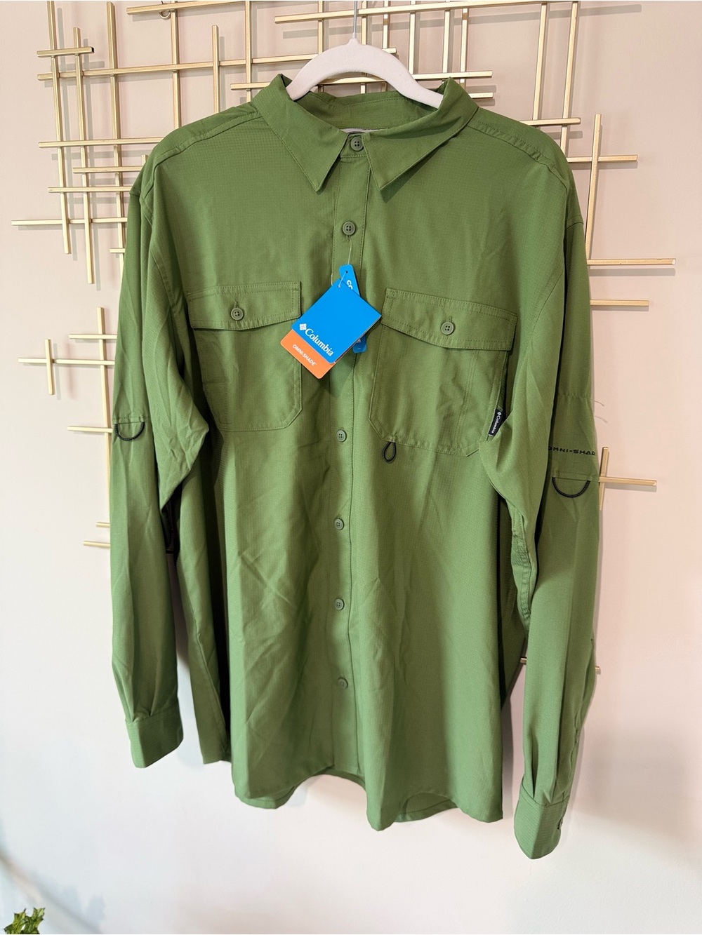 NWT Columbia Men's Long Sleeve Button Front Shirt Green